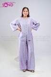  TBC0701 Set Bà Ba Chất Liệu Tơ Tencel Đính Cúc Mở - Tím 