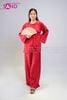  TBC0402 Set Bà Ba Chất Liệu Tơ Tencel Đính Cúc Mở - Đỏ 