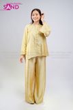  TBC0302 Set Bà Ba Chất Liệu Tơ Tencel Đính Cúc Mở - Vàng Đồng 