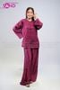  TBC0401 Set Bà Ba Chất Liệu Tơ Tencel Đính Cúc Mở - Đỏ Mận 