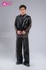  Outfit Phối Sẵn - (HAD0121 Áo Gile Da Bóng - Đen phối HAN0101 Áo Thun Nam Dài Tay Phối Lưới Màu Đen - HQN0101 Quần Dài Đen Nắp Túi Hộp Ngang Phối Dây) 