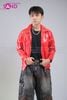  OUTFIT PHỐI SẴN (HAD0419 Áo Khoác Bomber Da Bóng Đỏ Nam phối HQB0402 Quần Jean Ống Rộng Loang Đỏ) 