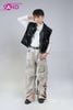  OUTFIT PHỐI SẴN (HAD0122 Áo Gile Da Bóng Nút Bạc phối HQB0002 Quần Jean Trắng Ống Rộng Họa Tiết Lửa) 