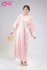  TAC1521 Áo Dài Nữ Vân Gấm Cổ Tròn Đính Đá - Hồng 