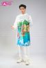  TAD0024 Áo Dài Nam Táp Trắng - Phong Cảnh Vịnh Hạ Long 