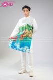  TAD0024 Áo Dài Nam Táp Trắng - Phong Cảnh Vịnh Hạ Long 