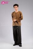  TBK1006 Bộ Bà Ba Nam - Áo Nâu Phối Quần Đen / Nâu 