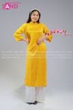 TAC0326 Áo Dài Gấm Hoa Hồng Dáng Suông Có Cổ - Màu Vàng Đậm 