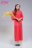  TAC0428 Áo Dài Gấm Hoa Hồng Dáng Suông Có Cổ - Màu Đỏ 