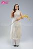  TAC1106 Áo Dài Tơ 4 Tà Màu Kem 