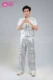  Outfit Phối Sẵn (HAG0202 Áo Gile Bạc Túi Hộp Nam phối HQD0203 Quần Bạc Ống Suông Túi Hộp Form Cứng) 