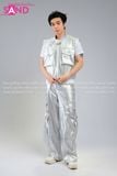  Outfit Phối Sẵn (HAG0202 Áo Gile Bạc Túi Hộp Nam phối HQD0203 Quần Bạc Ống Suông Túi Hộp Form Cứng) 