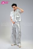  Outfit Phối Sẵn (HAG0202 Áo Gile Bạc Túi Hộp Nam phối HQD0203 Quần Bạc Ống Suông Túi Hộp Form Cứng) 