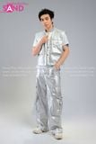  Outfit Phối Sẵn (HAG0202 Áo Gile Bạc Túi Hộp Nam phối HQD0203 Quần Bạc Ống Suông Túi Hộp Form Cứng) 