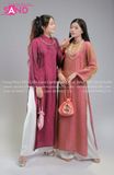  TAC1505 Áo Dài Tằm Óng 2 Tà - Hồng 