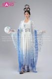  TNQ0810 Hán Phục Hóa Trang Hằng Nga Hoạ Tiết Hoa Tuyết - Xanh Dương 