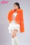  Outfit Phối Sẵn - (HAF0602 Áo Khoác Lông Form Croptop Cam phối HAQ0001 Áo 2 Dây Cúp Ngực Tua Rua Trắng - HVQ0003 Quần Váy Ngắn Xóe 2 Tầng Freesize Trắng) 