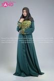  TNO0901 Đầm Hồi Giáo Âu Mỹ Giản Dị, Đầm Dài Abaya - Xanh Lá 
