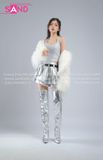  Outfit Phối Sẵn - (HAF0003 Áo Khoác Lông Form Croptop Trắng phối HAM0201 Áo Croptop Kim Sa Bạc Cổ Chữ U Hở Lưng - HVQ0202 Váy Xếp Li Bạc 2 Tầng Khoen) 