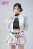  OUTFIT PHỐI SẴN (HAK0203 Áo Khoác Bạc Croptop Nữ Form Cứng Mẫu 1 phối HAM0109 Áo Croptop Ba Lỗ Kim Sa Đen - HVQ0202 Váy Xếp Li Bạc 2 Tầng Khoen) 