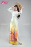  TAC0023 Áo Dài Nữ - Phong Cảnh Nhà Thờ Đức Bà 