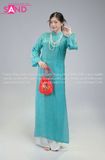  TAC0826 Áo Dài Tằm Óng 2 Tà - Xanh Da Trời 