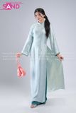  TAC0823 Áo Dài Nữ Gấm Phối Nút - Xanh Ngọc 