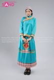  NHO0802 Trang Phục Dân Tộc Hoa Nữ Xanh Nhạt 
