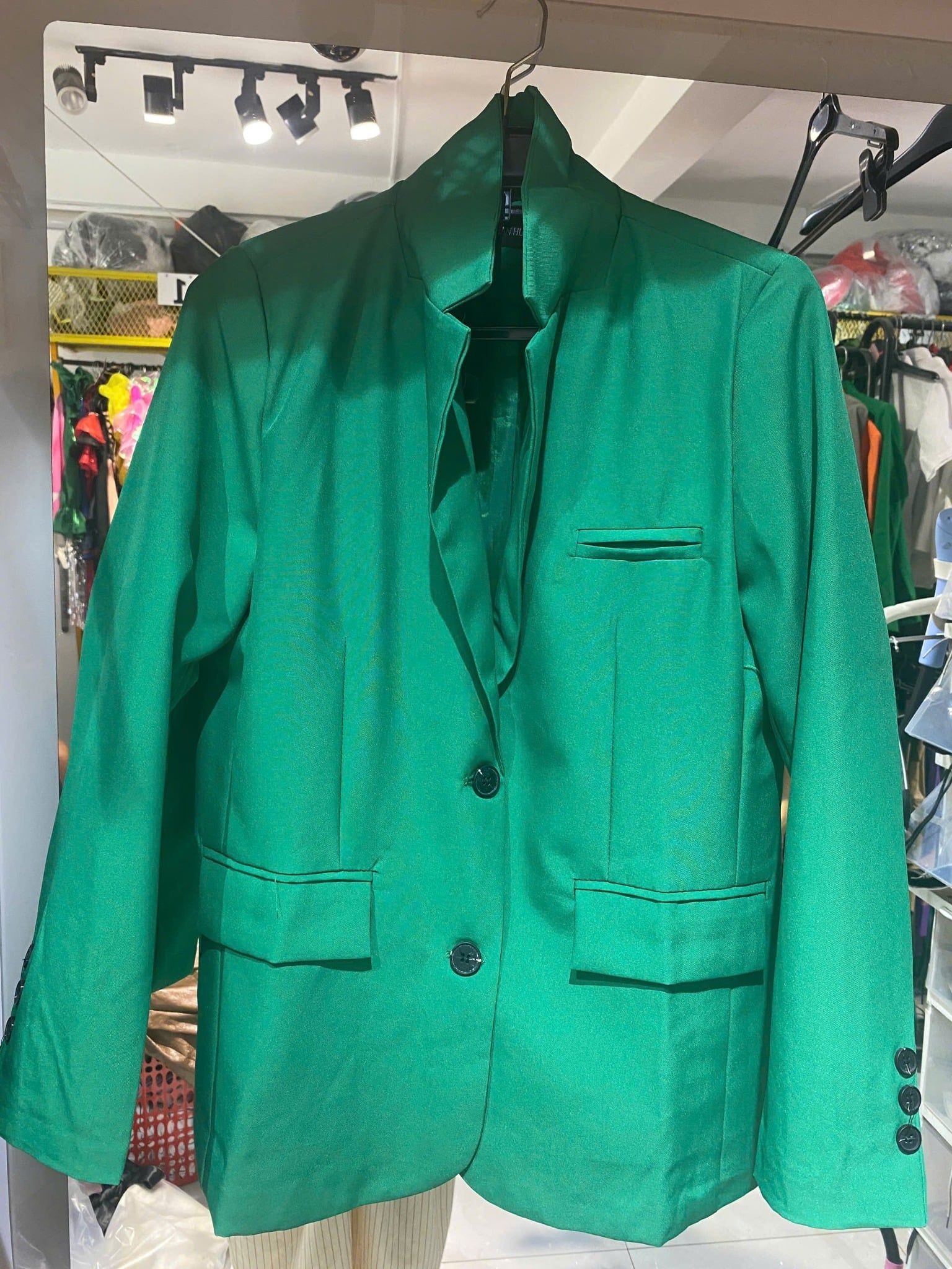  HAV0905 Áo Vest Form Suông Xanh Lá 