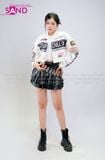  OUTFIT PHỐI SẴN (HAK0003 Áo Khoác Thun Dài Tay Croptop Biker - Trắng phối ) 