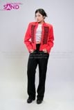  OUTFIT PHỐI SẴN (HAK0403 Áo Khoác Đỏ Dài Tay Gài Nút Cổ Đứng Kiểu Pháp phối HQD0105 Quần Tây Đen Nữ) 