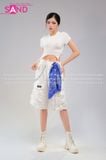  Outfit Phối Sẵn (Áo Crop Móc Trắng phối HST0008 Quần Short Ống Rộng Túi Hộp - Trắng) 