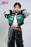 OUTFIT PHỐI SẴN (HAK0902 Áo Khoác Thun Khóa Kéo Croptop Biker - Xanh Lá phối HQA0106 Quần Da Suông Túi Hộp Nam - Đen) 