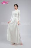  TAA0007 Áo Dài Nữ 4 Tà Cổ 3 Phân - Trắng 