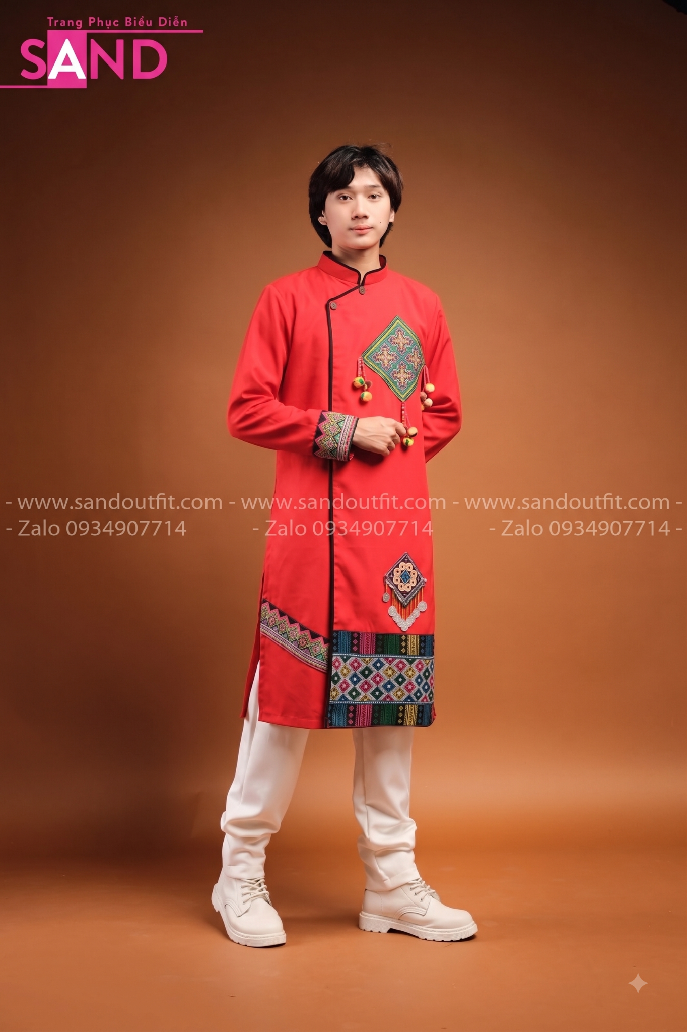  TAT0403 Áo Dài Thổ Cẩm Nam 