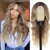  DPT1007 Tóc Giả Lace Front Màu Ombre Blonde - Xoăn Sóng Lọn Lớn Nâu 