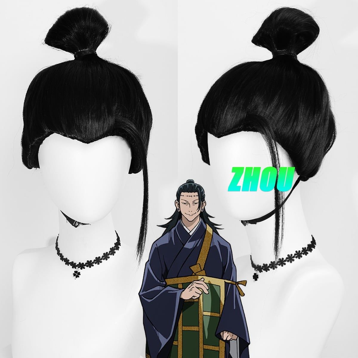  DPT0108 Tóc Giả Cosplay Geto Suguru (Jujutsu Kaisen) - Đen 
