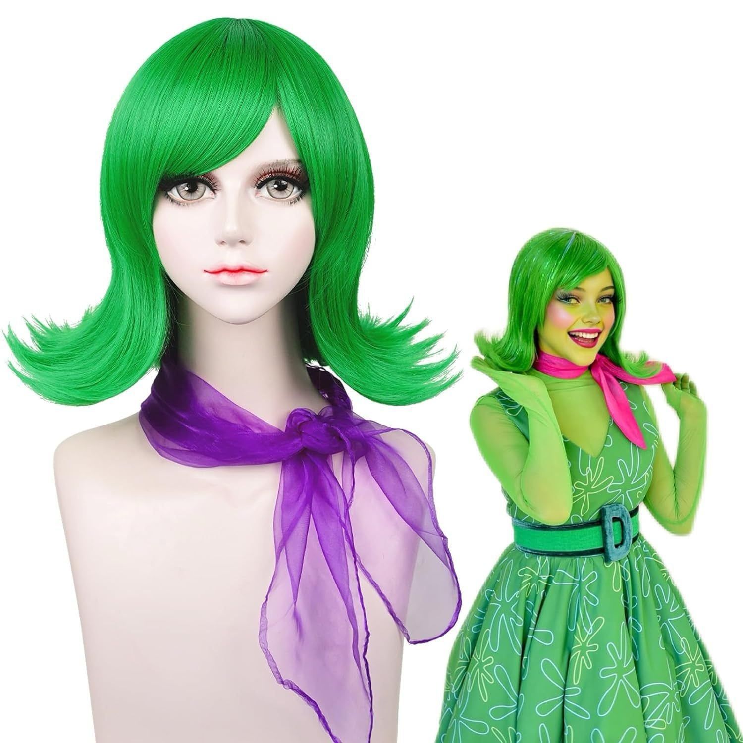  DPT0906 Tóc Giả Cosplay Nhân Vật Disgust (Chảnh Chọe)- Xanh Lá 