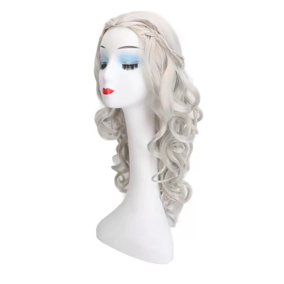  DPT0024 Tóc Giả Hoá Trang Alice Cuộc Phiêu Lưu Trong Gương Trắng Xoăn 