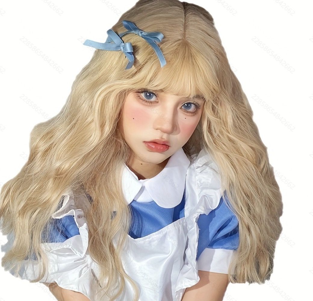  DPT1106 Tóc Gỉa Gợn Sóng Dài Tóc Xoăn Lolita Kem 