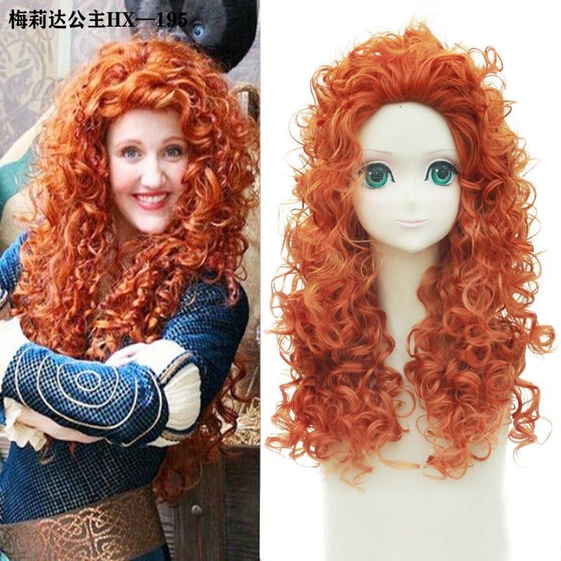  DPT0607 Tóc Giả Hoá Trang Công Chúa Merida Cam Xoăn - Cam 