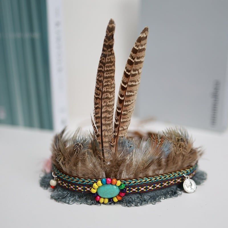  THD1013 Đạo Cụ Mũ Lông Vũ Nâu 2 