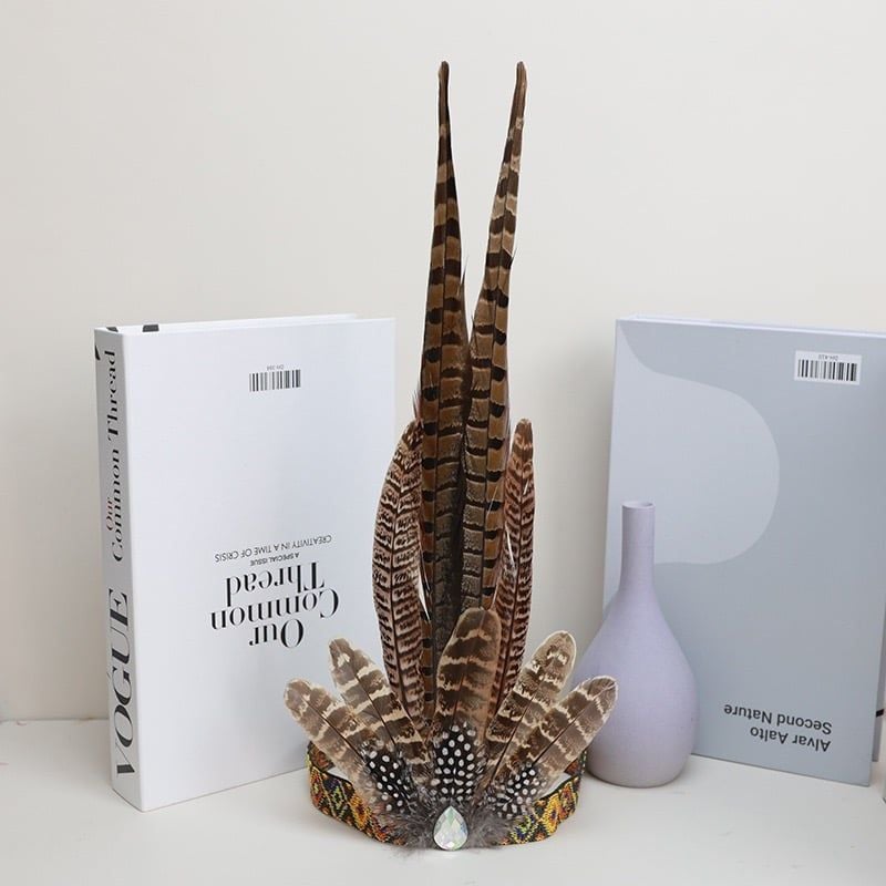  THD1014 Đạo Cụ Mũ Lông Vũ Nâu 3 