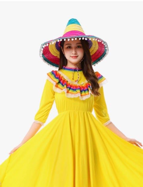  TDN0308 Phụ Kiện Mũ Rộng Vành Phong Cách Mexico (Sombrero) 