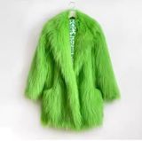  HAF0901 Áo Khoác Lông Form Dài - Xanh lá 