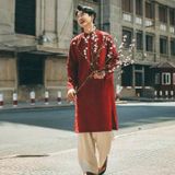  TAD0420 Áo Dài Nam - Đỏ 