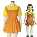  TDN0604 Mặt Nạ Hoá Trang Búp Bê Squidgame Váy Cam 