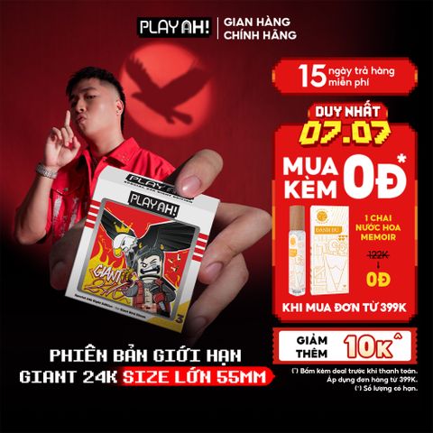 Bao cao su size to PlayAh! Siêu Mỏng 55mm Giant Invisible - Hộp 3 Cái