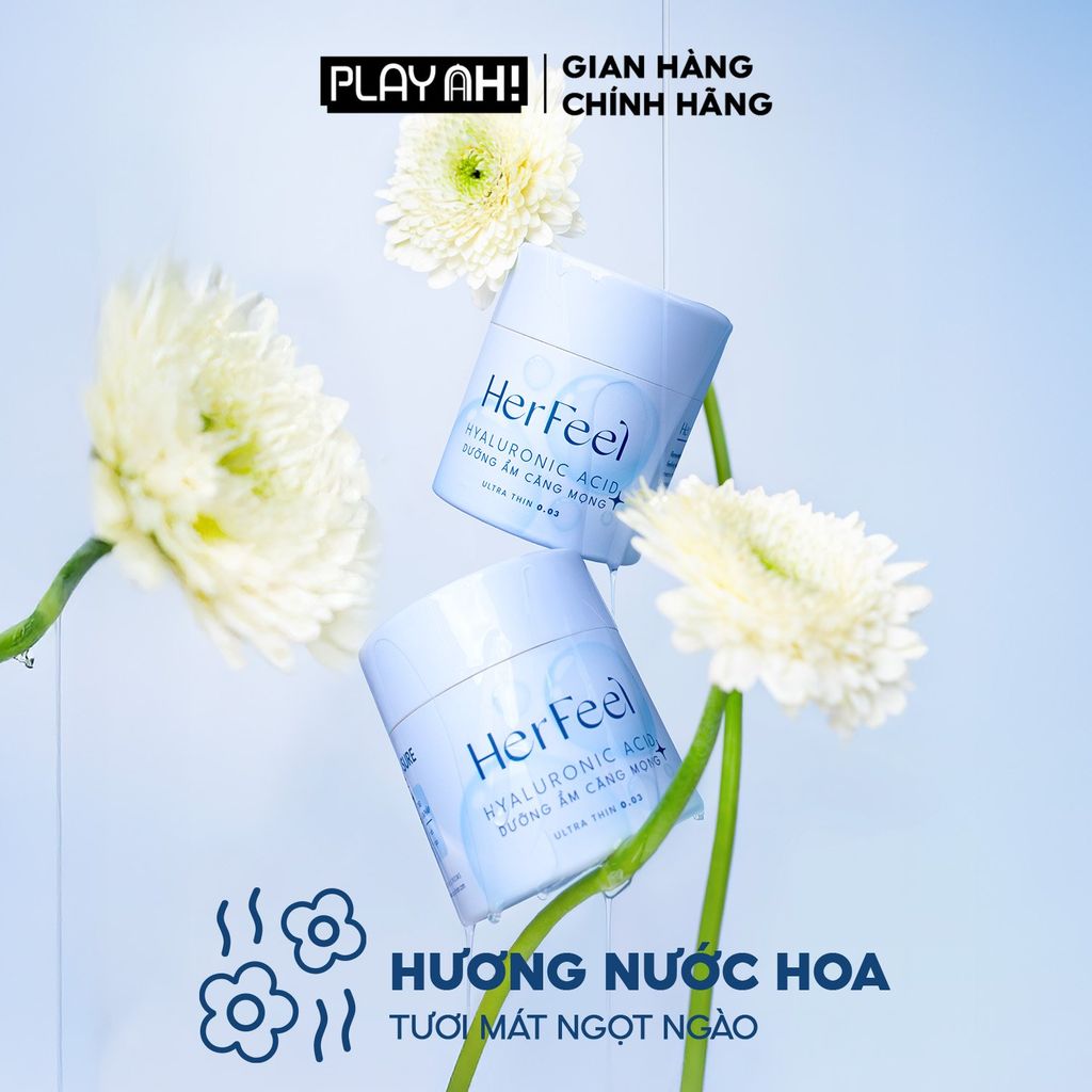 Bao cao su dưỡng ẩm Her Feel HA Hộp 3/10 Gấp đôi gel dưỡng ẩm cao cấp