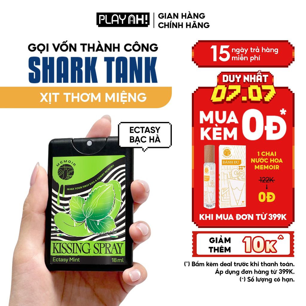 Xịt Thơm Miệng PlayAh! Kissing Spray - Hương Ectasy Mint Sảng Khoái / Passion Martini Quyến Rũ 18ml